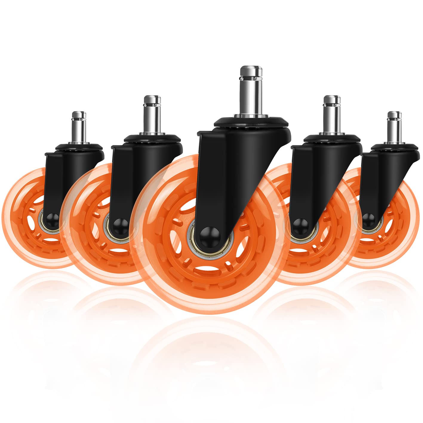 3' Office Chair Caster, Hirate Heavy Duty Computer Desk Chair Casters Replacement Set of 5 Heavy Duty Protection for All Floors