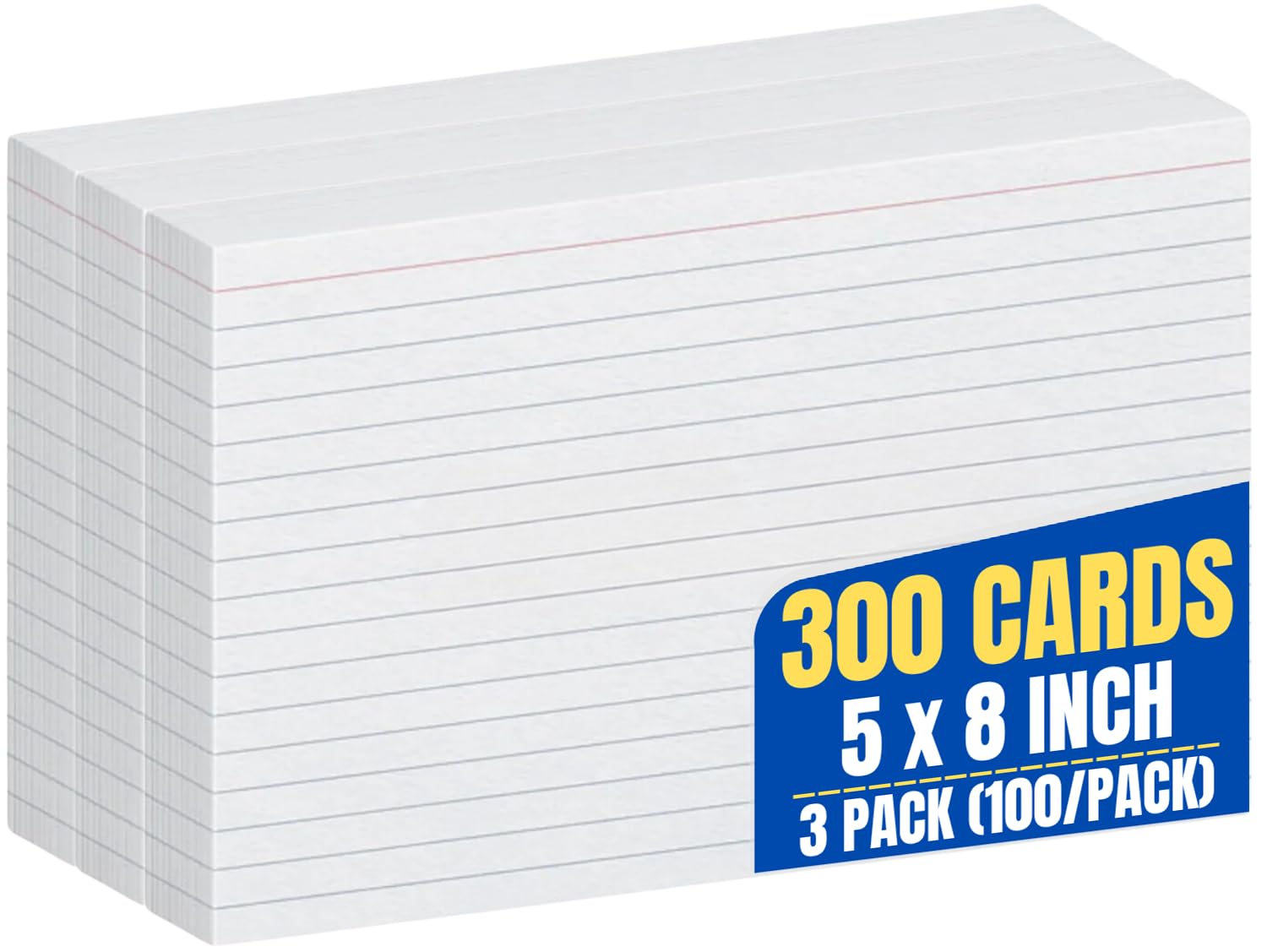 1Intheoffice Index Cards 5X8 Ruled, White Ruled Index Cards, 5 ' X 8 ' 100/Pack, 3 Pack