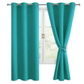 Hiasan Room Darkening Curtains For Bedroom, Noise Reducing, Energy Saving Blackout Window Curtain Panels, Sewn With Tiebacks, Set Of 2, Grommet Top (Peacock Teal, Width 42 Inch X Length 72 Inch)