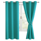 Hiasan Room Darkening Curtains For Bedroom, Noise Reducing, Energy Saving Blackout Window Curtain Panels, Sewn With Tiebacks, Set Of 2, Grommet Top (Peacock Teal, Width 42 Inch X Length 72 Inch)