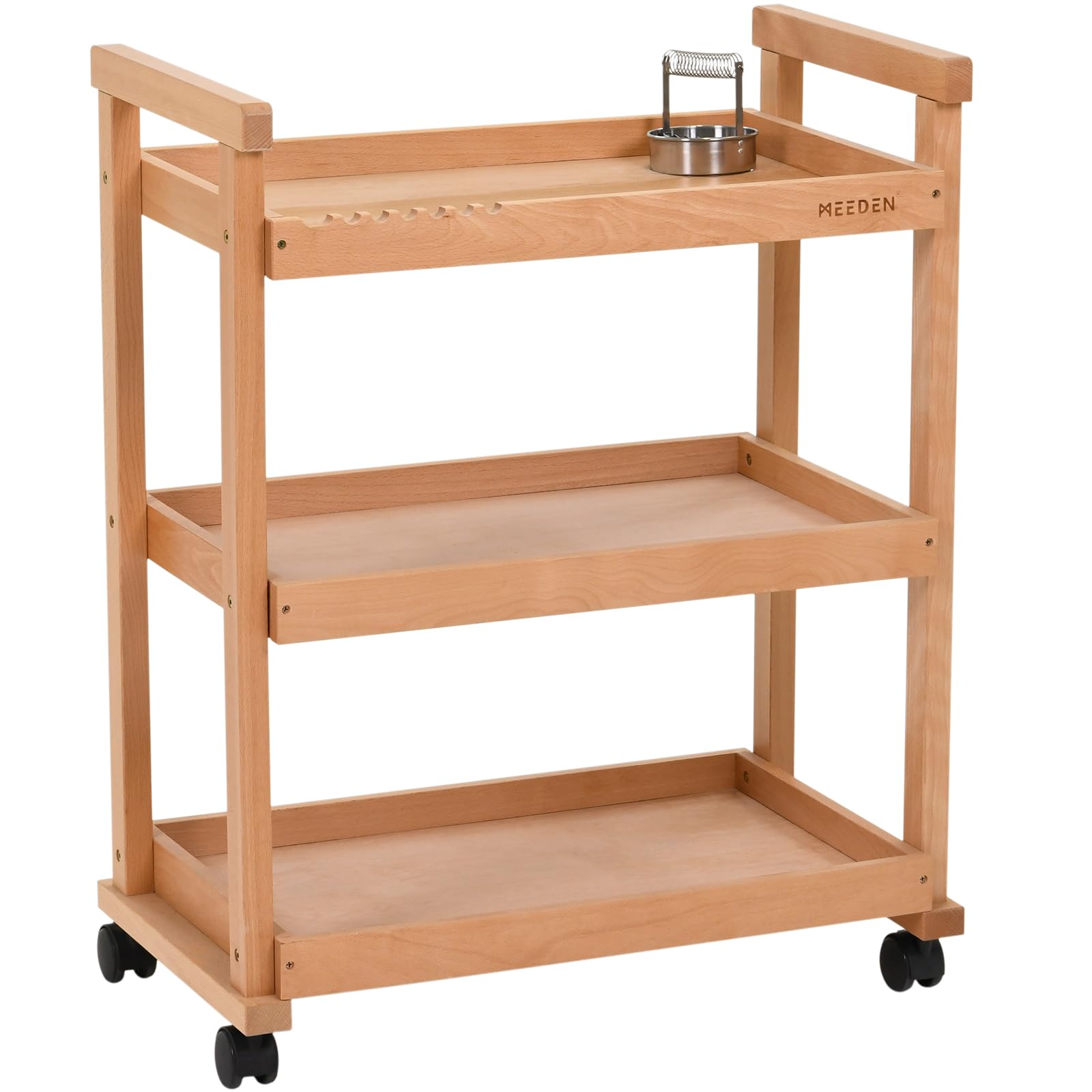 MEEDEN Art Cart Storage Organizer, 3-Tier Rolling Utility Studio Taboret with Caster Wheels, Multifunctional Storage Trolley She