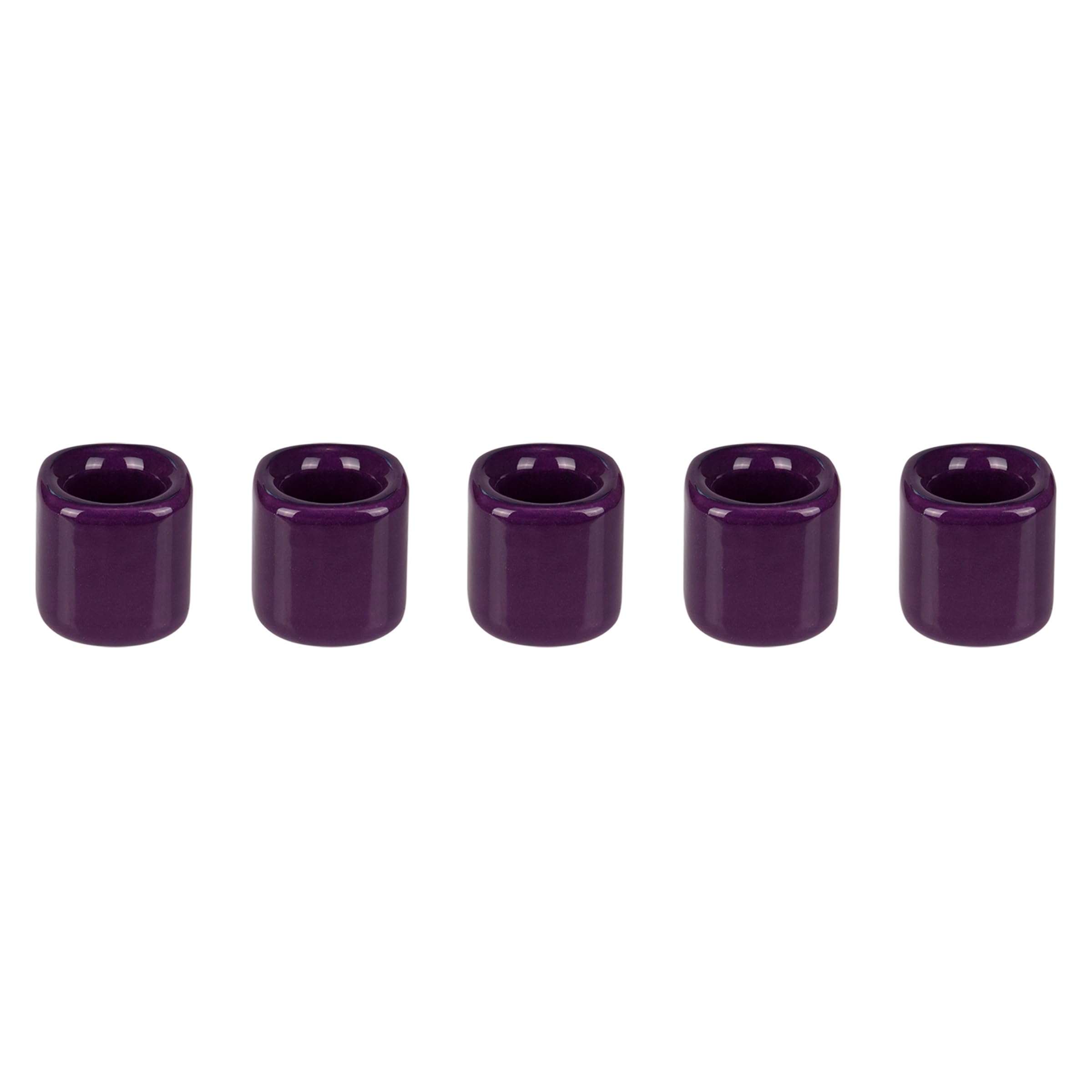 Mega Candles 5 pcs Dark Purple 1/2 Inch Diameter Ceramic Chime Ritual Spell Candle Holders, Great for Casting Chimes, Meditation