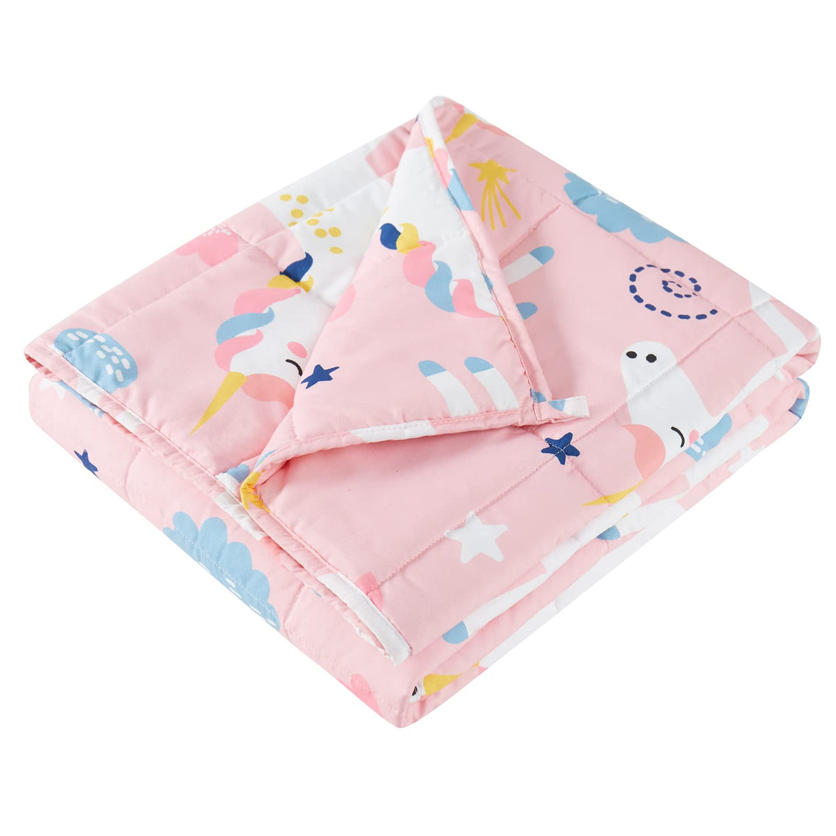 Hosukko Weighted Blanket - Weighted Blanket 3 Lbs Pink Unicorn Heavy Blanket - Small Size Bresthable Blanket(20 * 30 Inches, 3 L