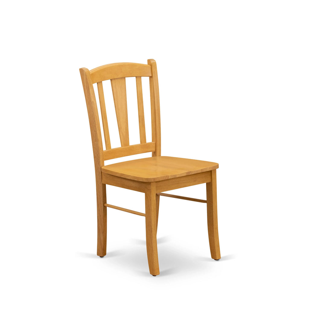 East West Furniture DLC-OAK-W Dublin Dining Chairs - Slat Back Wooden Seat Chairs, Set of 2, Oak