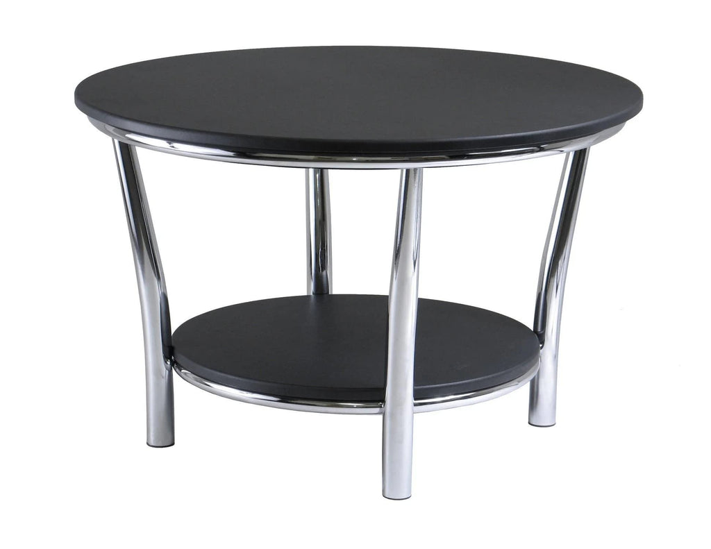 Winsome Wood Maya Round Coffee Table, White Top, Metal Legs [Kitchen] Part No. 93531