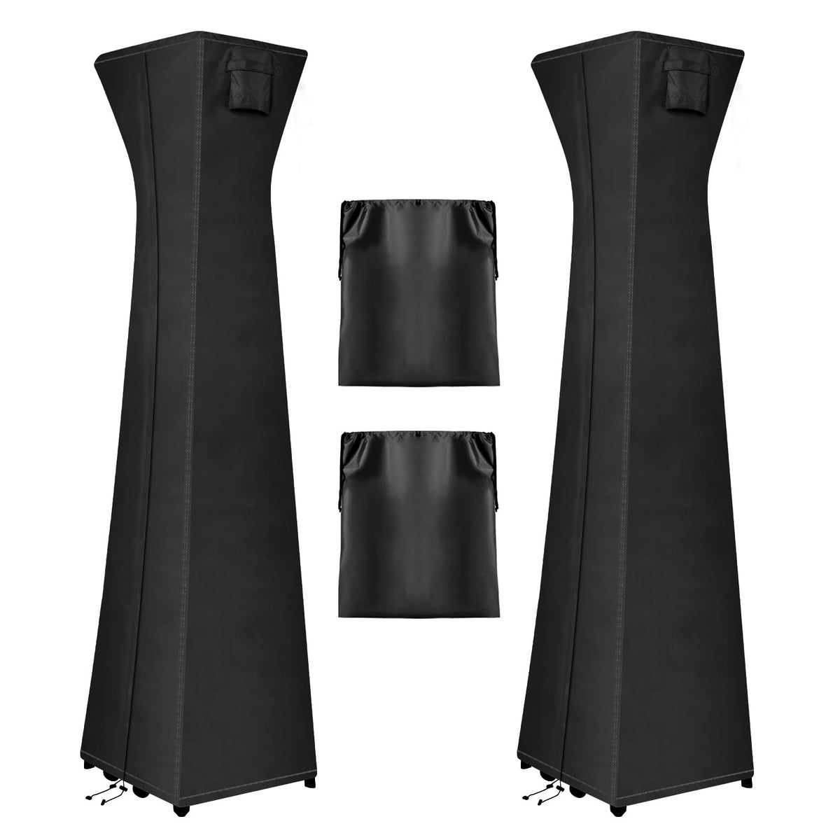 Outdoorlines Waterproof Outdoor Patio Heater Covers With Zipper And Storage Bag, Dust-Proof Uv-Resistant Windproof Propane Heavy Duty Heater Cover For Standing Heater, 2 Packs-90Hx23Lx23W Inch Black