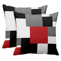 Emvency Set Of 2 Red Black And Grey Throw Pillow Covers Geometric Modern Abstract Painting Decorative Pillow Cases Home Decor St