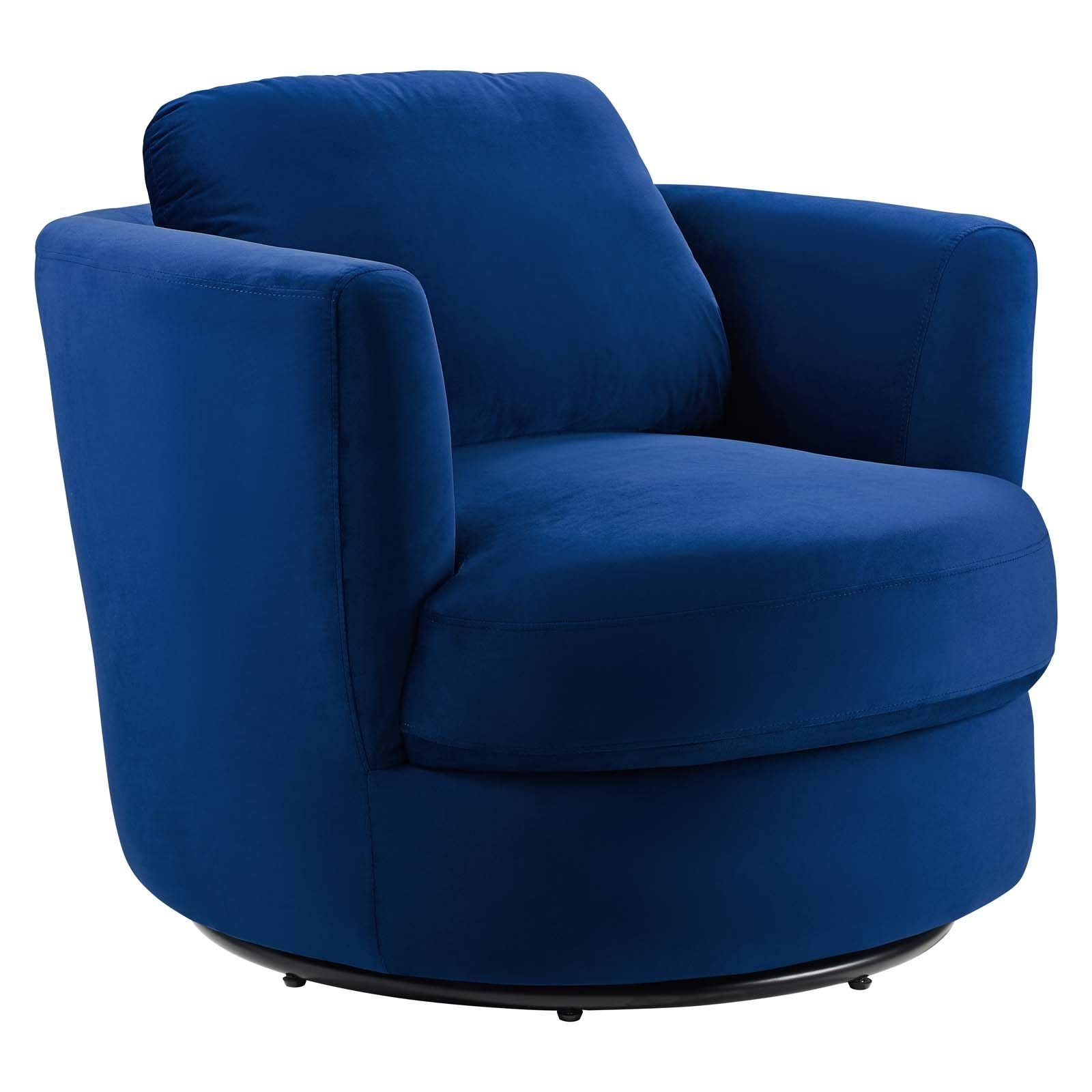 Modway Pirouette Channel Tufted Performance Velvet Swivel Chair In Navy