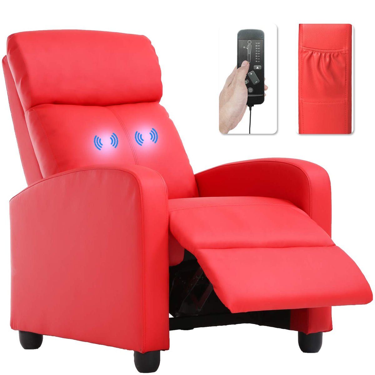 Recliner Chair For Living Room Home Theater Seating Massage Recliner Sofa Reading Chair Winback Single Sofa Modern Reclining Chair Easy Lounge With Pu Leather Padded Seat Backrest