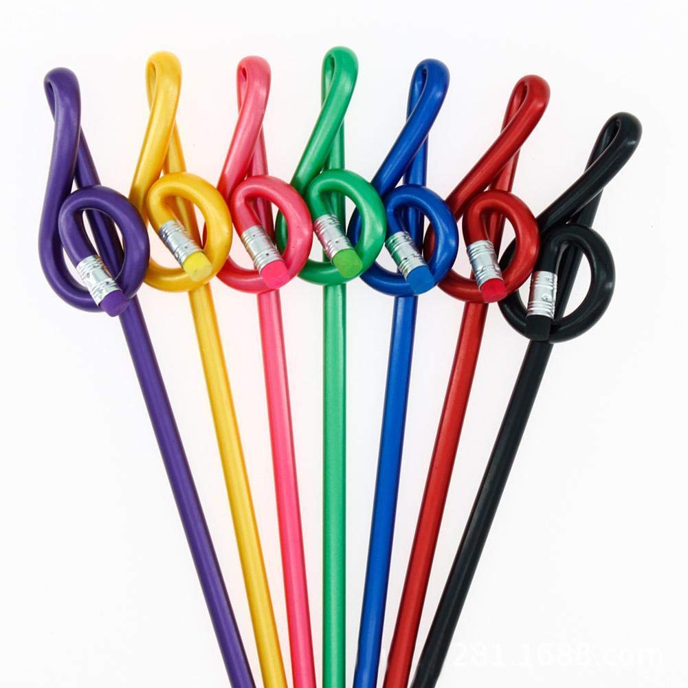 Treble Clef Pencil 7Pcs Cartoon Musical Note Shape Pencil Set Writing Drawing Sketch Painting Non-Toxic Pencils With Eraser (Mus