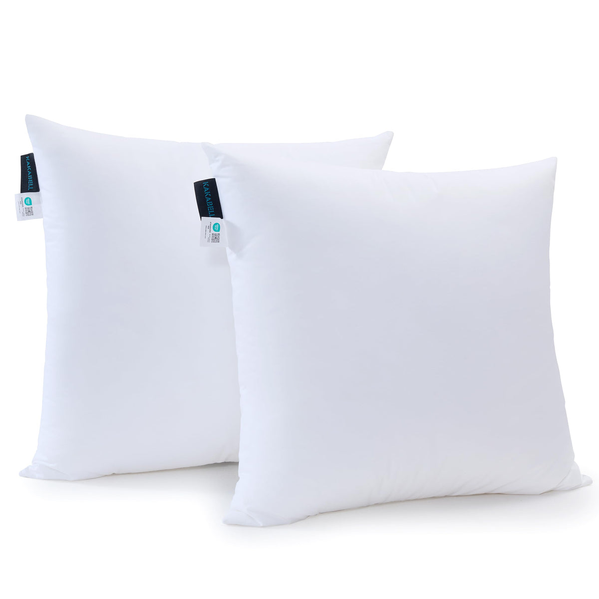 Kakabell 20X20 Pillows Insert,Throw Pillows Insert (Pack Of 2, White), 100% Cotton Cover, Down Alternative Bed And Couch Pillows