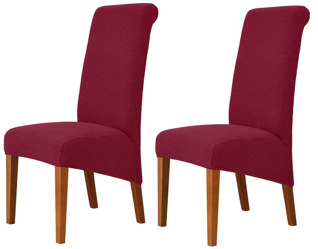 Deisy Dee Stretch Xl/Oversized Soft Spandex Extra Large Dining Room Chair Covers For Kitchen Dining,Removable Washable Chair Protectors Slipcovers (Burgandy, 2)