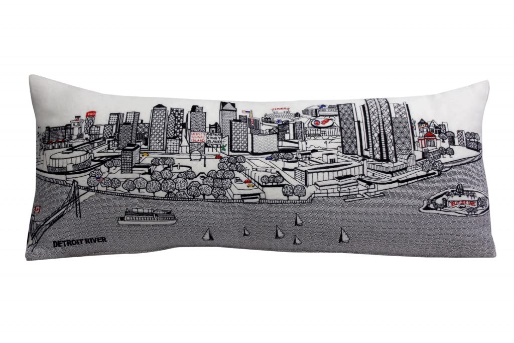 HomeRoots Cream 35' White Detroit Daylight Skyline Lumbar Decorative Pillow
