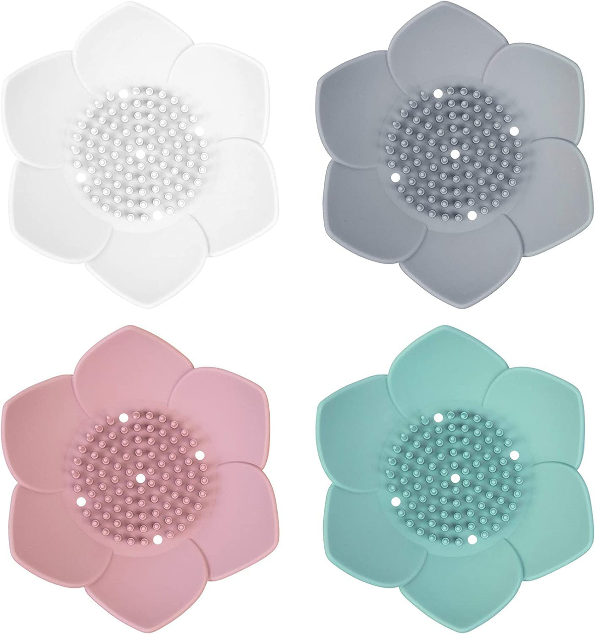 GION 2 Pcs Flower Shape Soap Dish Holder Soap Saver with Drain Holes Silicone Soap Case for Bathroom and Kitchen