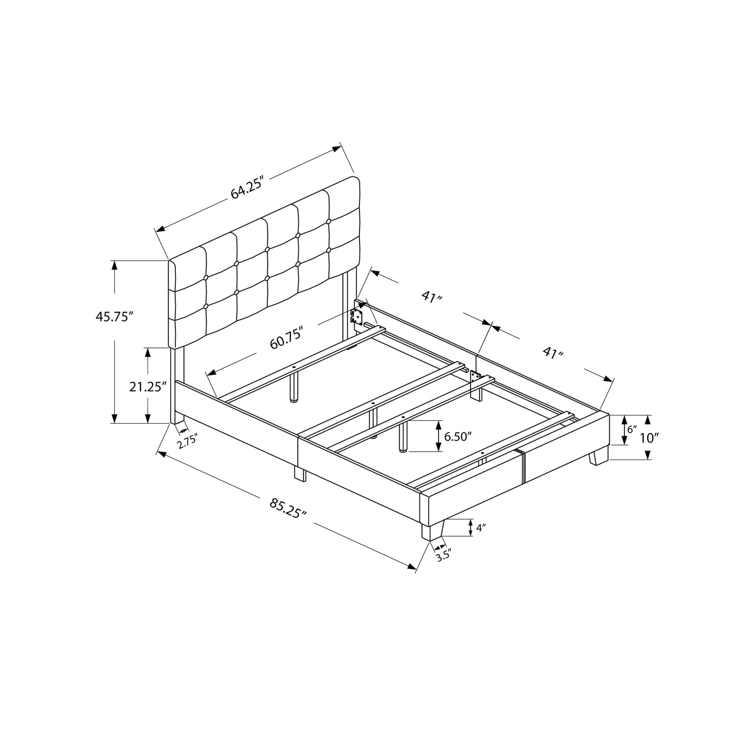 Monarch Specialties Bed Frames, Queen, Brown