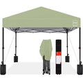Best Choice Products 8x8ft Pop Up Canopy Tent, Outdoor Shade, 1 Person 1 Minute Set Up, Carry Case, 4 Weight Bags - Sage Green