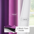 Homeideas Purple Ombre Blackout Curtains, 52 X 96 Inch Length Gradient Color Room Darkening Curtains With Grommet Thermal Insulated Window Curtains & Drapes For Living Room, Bedroom, 2 Panels