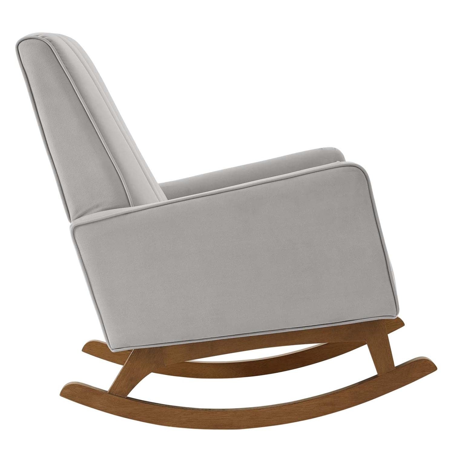 Modway Sway Channel Tufted Performance Velvet Rocking Chair in Light Gray