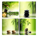 Pyradecor 4 Panel Perfect Bamboo Green Pictures Paintings on Canvas Prints Wall Art Large Modern Gallery Wrapped Zen Artwork for
