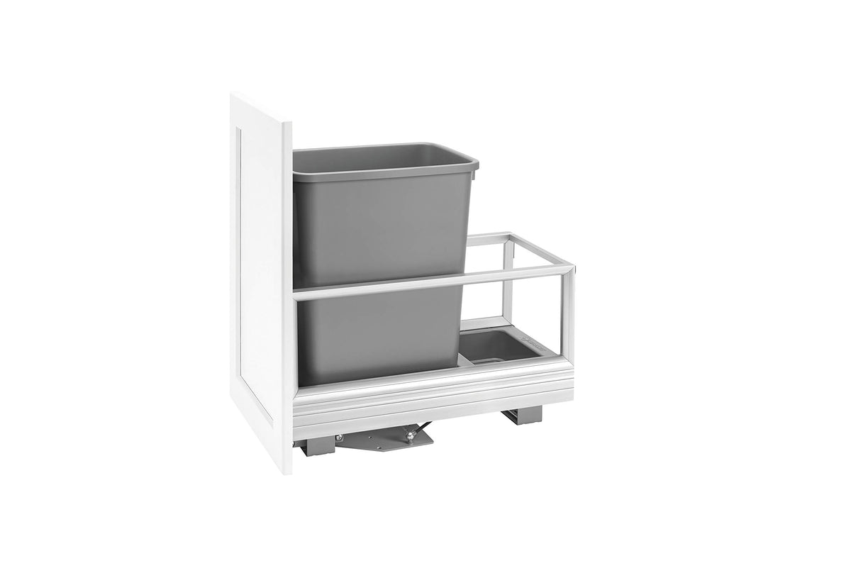 Rev-A-Shelf - 5149-15DM-117 - Single 35 Qt. Pull-Out Brushed Aluminum and Silver Waste Container with Rev-A-Motion