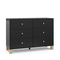 Storkcraft California 6-Drawer Double Dresser (Black with Driftwood) - GREENGUARD Gold Certified, Interlocking Drawer System, Dr
