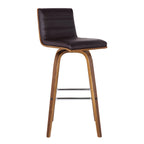 HomeRoots Wood, Faux Leather/Leatherette, Stainless Steel 26â€ Brown Faux Leather Wooden Swivel Bar Stool