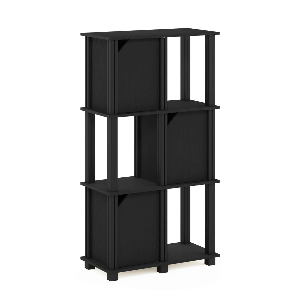 Furinno Brahms Storage Shelf, 4-Tier, Black Oak/Black