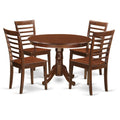 East West Furniture HLML5-MAH-W 5 Piece Dining Room Furniture Set Includes a Round Kitchen Table with Pedestal and 4 Dining Chairs, 42x42 Inch, Mahogany