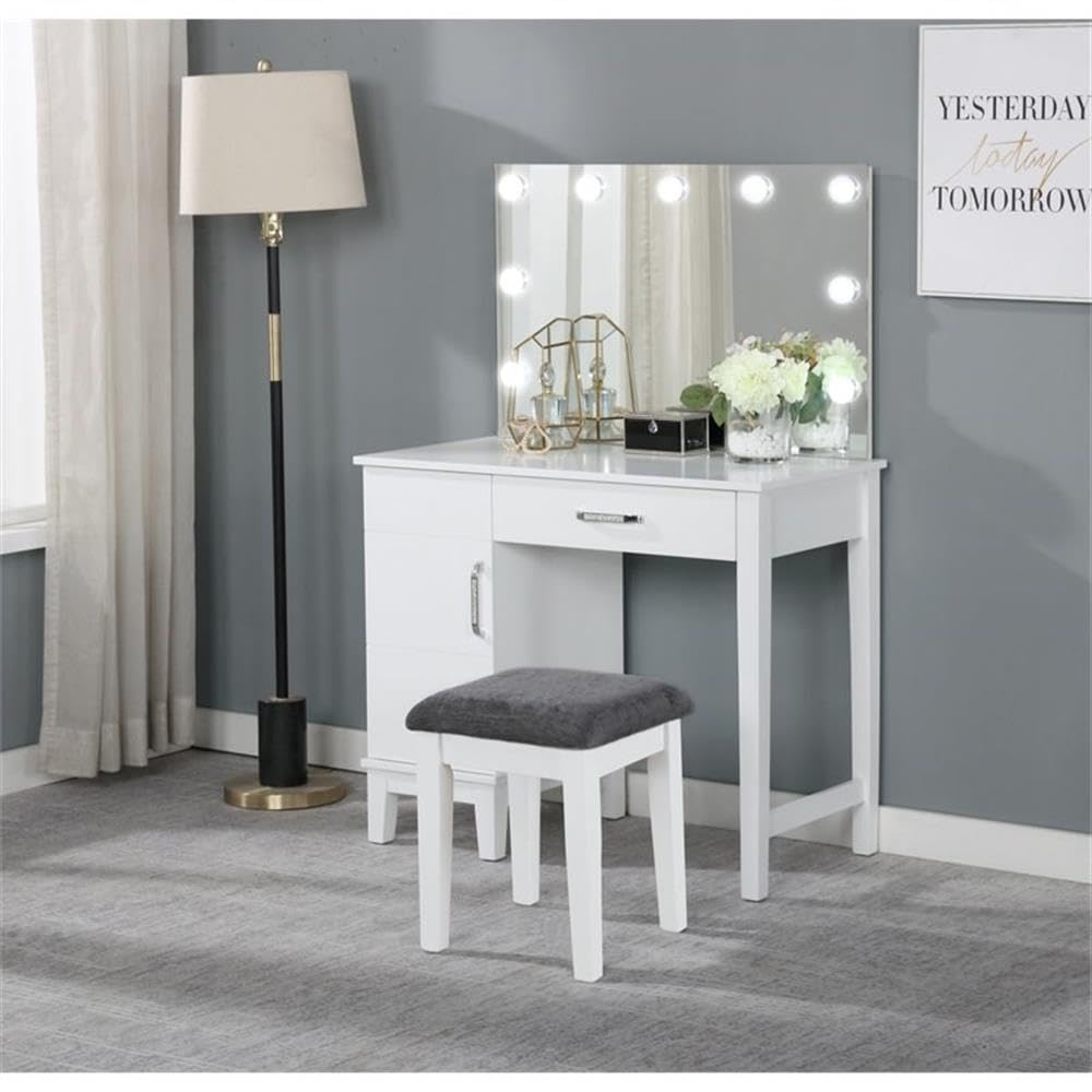 Coaster Home Furnishings Vanity Set with LED Lights White and Dark Grey
