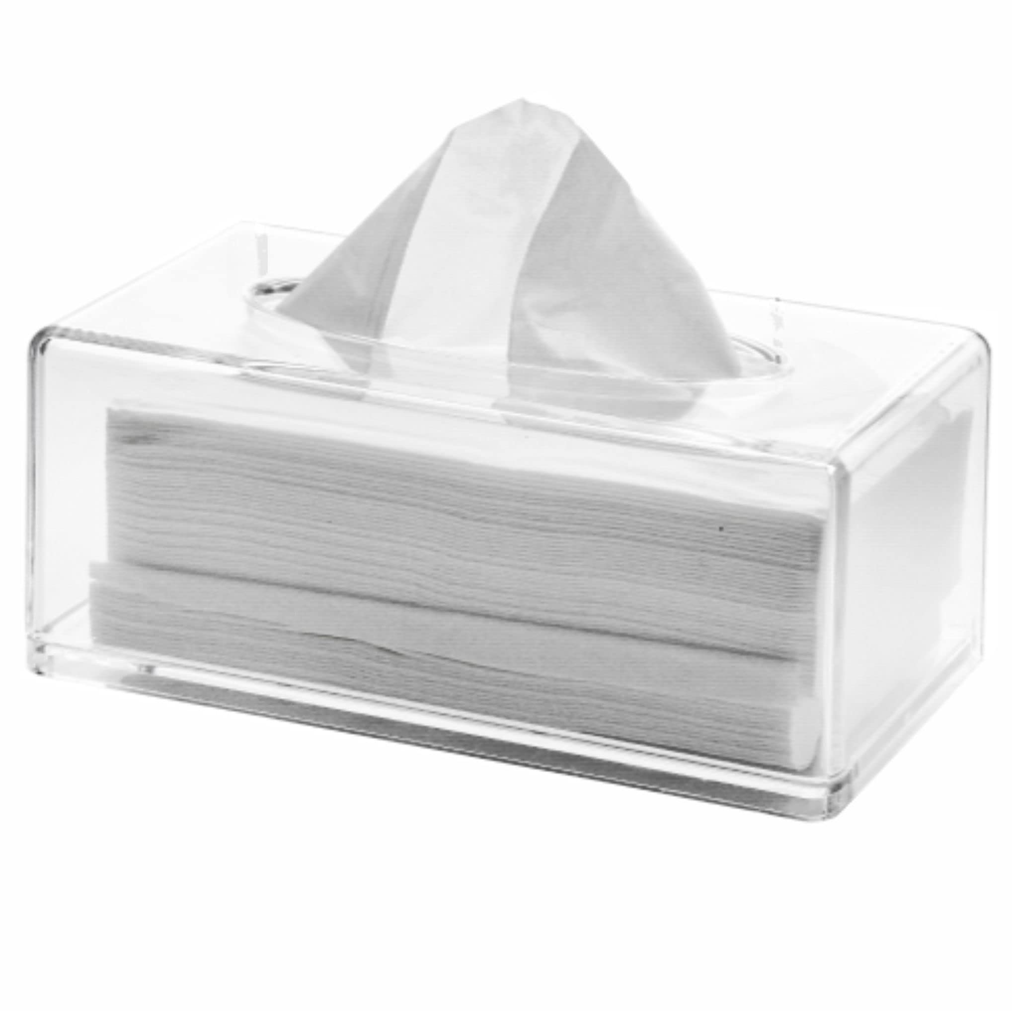 Cq acrylic Tissue Box Holder with Cover Rectangular,Facial Tissue Dispenser Box Case for Countertop,Clear Plastic Dryer Sheet Co