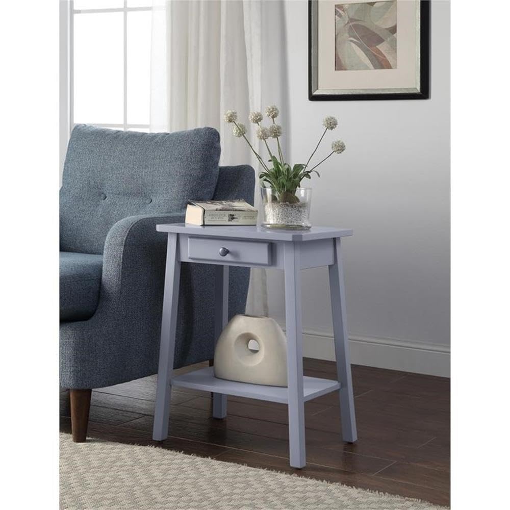 Acme Kaife Wooden Accent Table with Storage Drawer and 1 Tier Shelf in Gray
