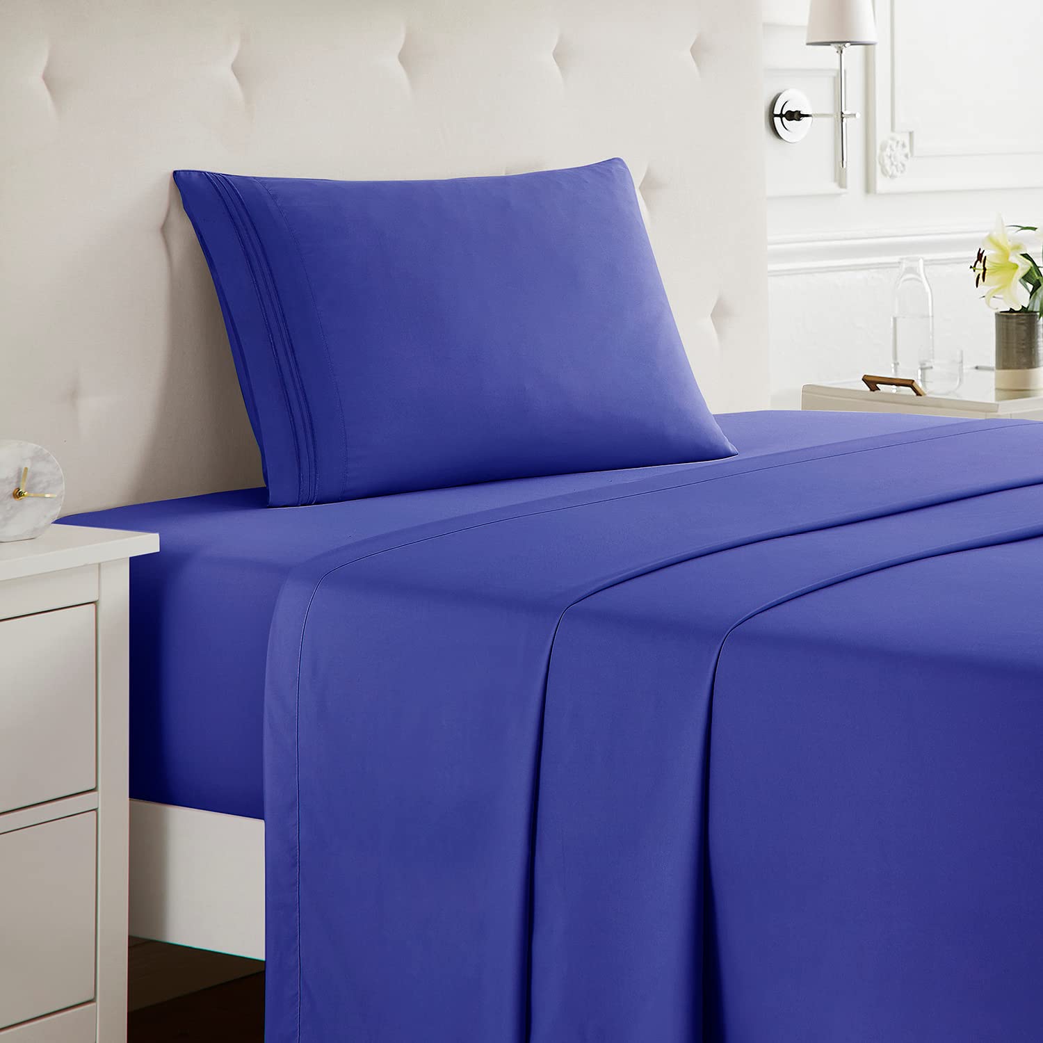 Nestl Twin Sheets Set - 3 Piece Twin Bed Sheets, Deep Pocket, Hotel Luxury, Extra Soft, Breathable And Cooling, Royal Blue Sheets For Twin Size Mattresses