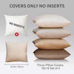 Jiiberl Throw Pillow Covers 18X18 Set Of 4 - Couch Pillow Covers For Living Room Decorative Velvet Pillow Covers Neutral Cream S