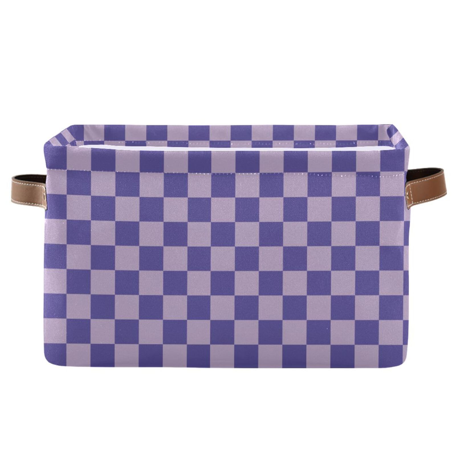 Emelivor Purple Checkerboard Storage Basket Bins Foldable Decorative Storage Box Laundry Hamper Baskte Storage for Pet Books Clo