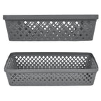 Glad Plastic Storage Basket Set - Multipurpose Drawer Trays, Kitchen Pantry Containers, And Bathroom Bins - 3 Pack Large Organizers, Grey
