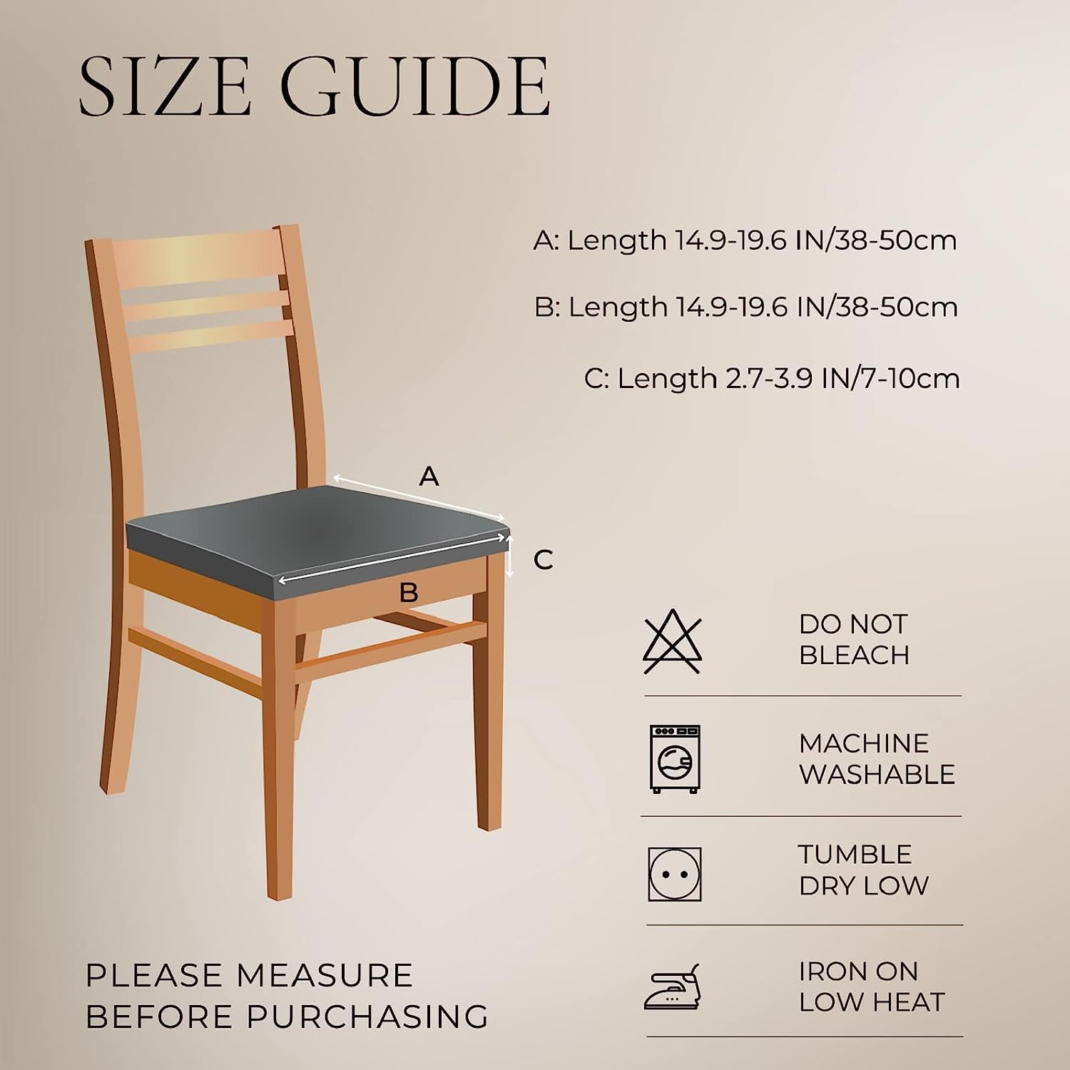 Searchi Stretch Dining Chair Seat Covers Set Of 8, Soft Removable Washable Seat Covers For Dining Chairs, Dining Room Seat Cover Slipcover Protector (Rear-Covered, Beige)