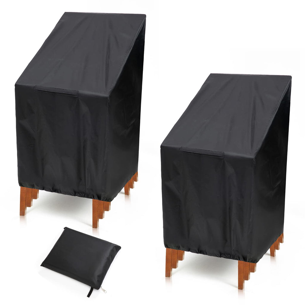 Outdoor Chair Covers Waterproof 2 Pack, High Back Patio Chair Covers For Outdoor Furniture Cover, Stacking Chair Cover Anti-Uv, Snow Dust Wind-Proof, Patio Furniture Covers 47'×25'×25'