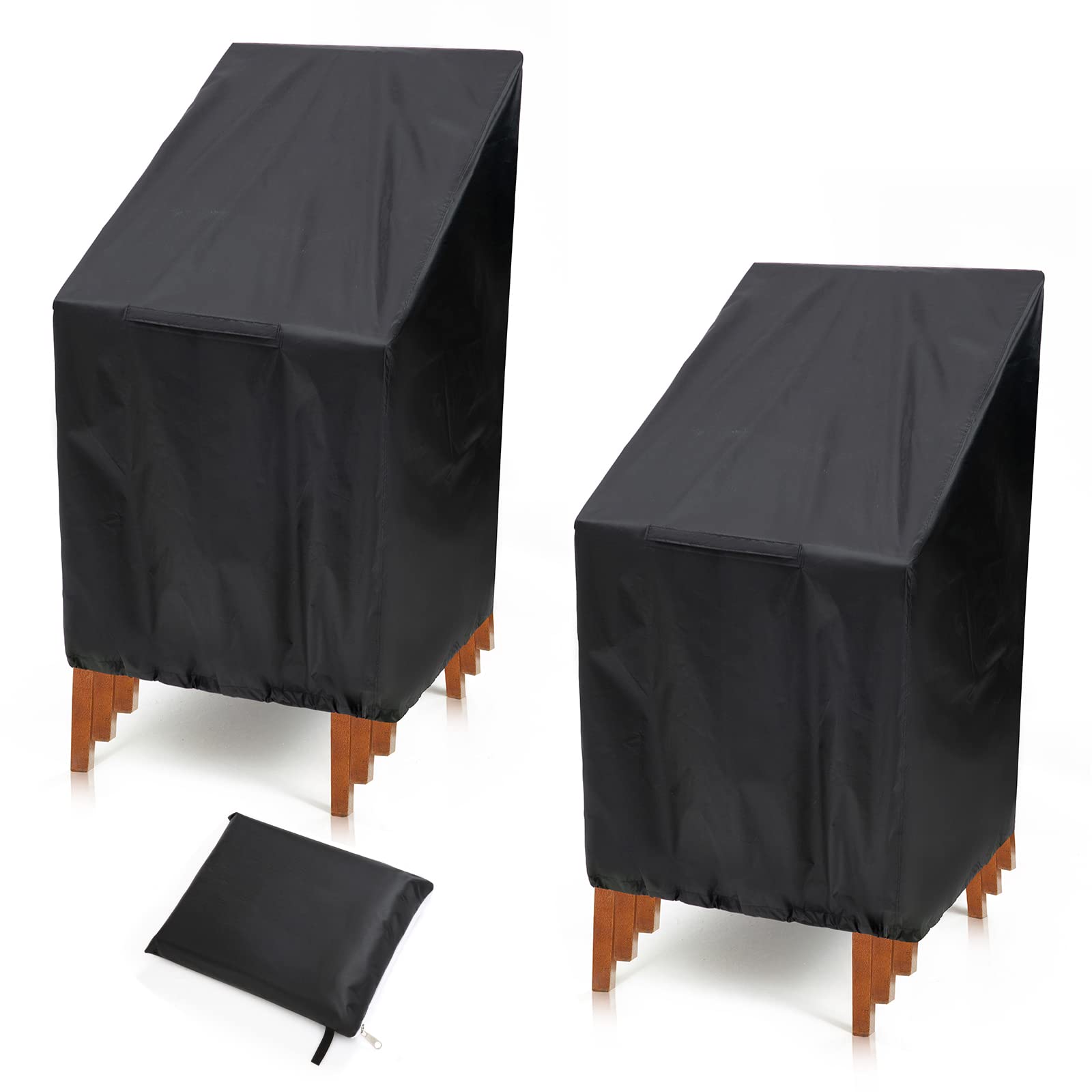 Outdoor Chair Covers Waterproof 2 Pack, High Back Patio Chair Covers For Outdoor Furniture Cover, Stacking Chair Cover Anti-Uv, Snow Dust Wind-Proof, Patio Furniture Covers 47'×25'×25'