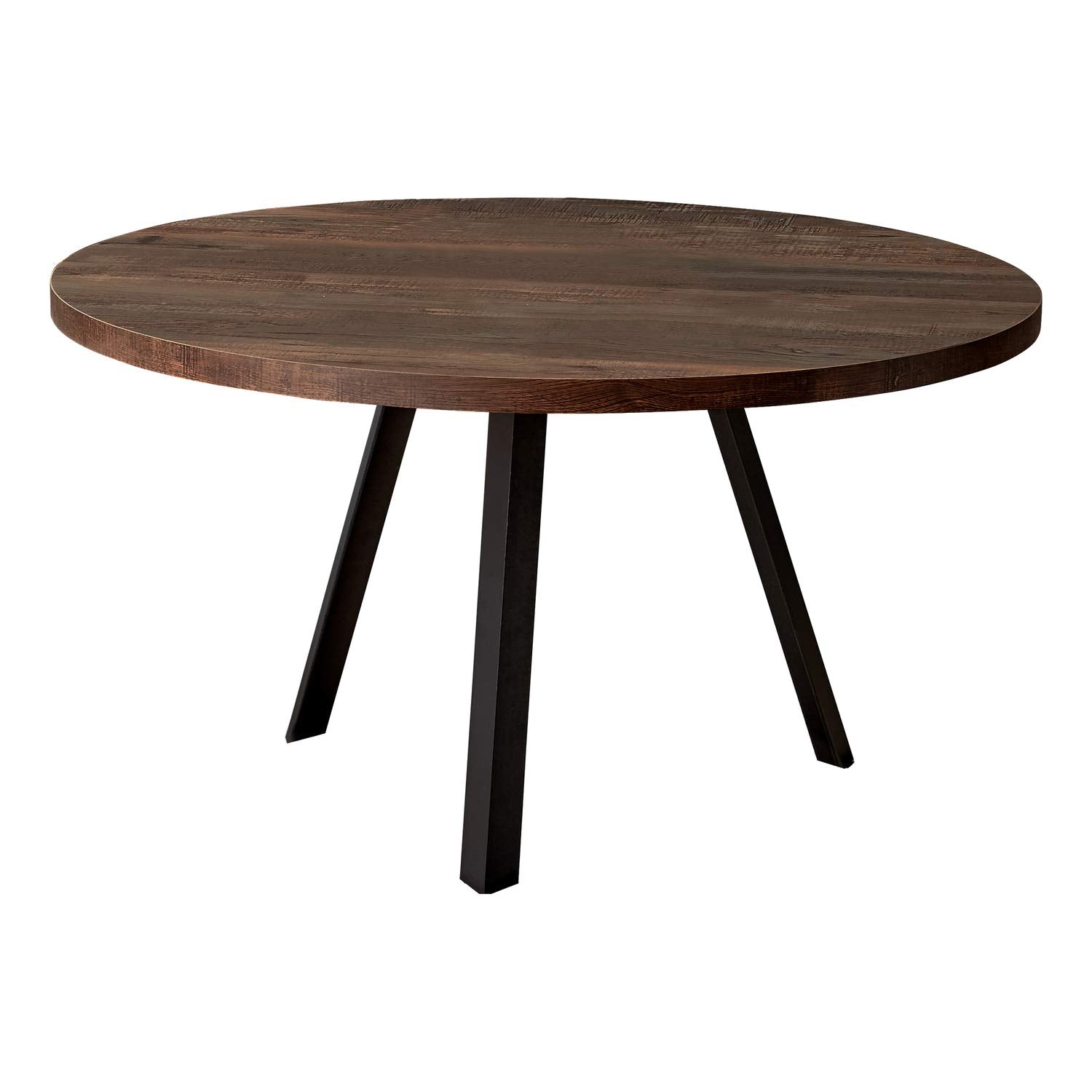 Monarch Specialties 7814 Coffee Table, Accent, Cocktail, Round, Living Room, 36&quot; Dia, Metal, Laminate, Black, Contemporary, Modern Table-36, 36&quot; L X 36&quot; W X 17.75&quot; H, Brown Reclaimed Wood-Look