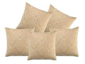 Msenterprises Velvet Printed Cushion Covers For Sofa & Living Room (Beige Golden, 16 X 16 Inch, Set Of 5)