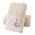 Pidada Hand Towels Set of 2 Embroidered Floral Pattern 100% Cotton Absorbent Soft Decorative Towel for Bathroom (Brown)