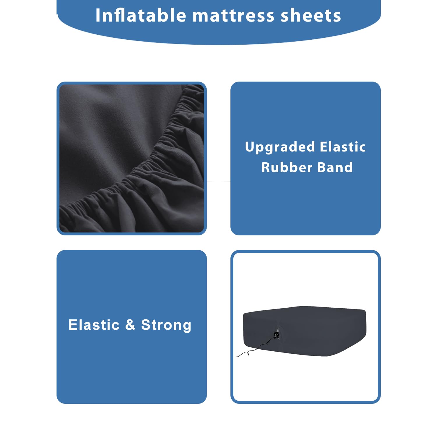 Bedecor Air Bed Sheets For Mattress Cover Removable Bed And Elastic Band Super Soft And Breathable & Deep Up To 21'' Black King