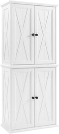 Crosley Furniture Clifton Tall Pantry Storage Cabinet With Shelves, Kitchen, Dining, Or Laundry Room, Distressed White