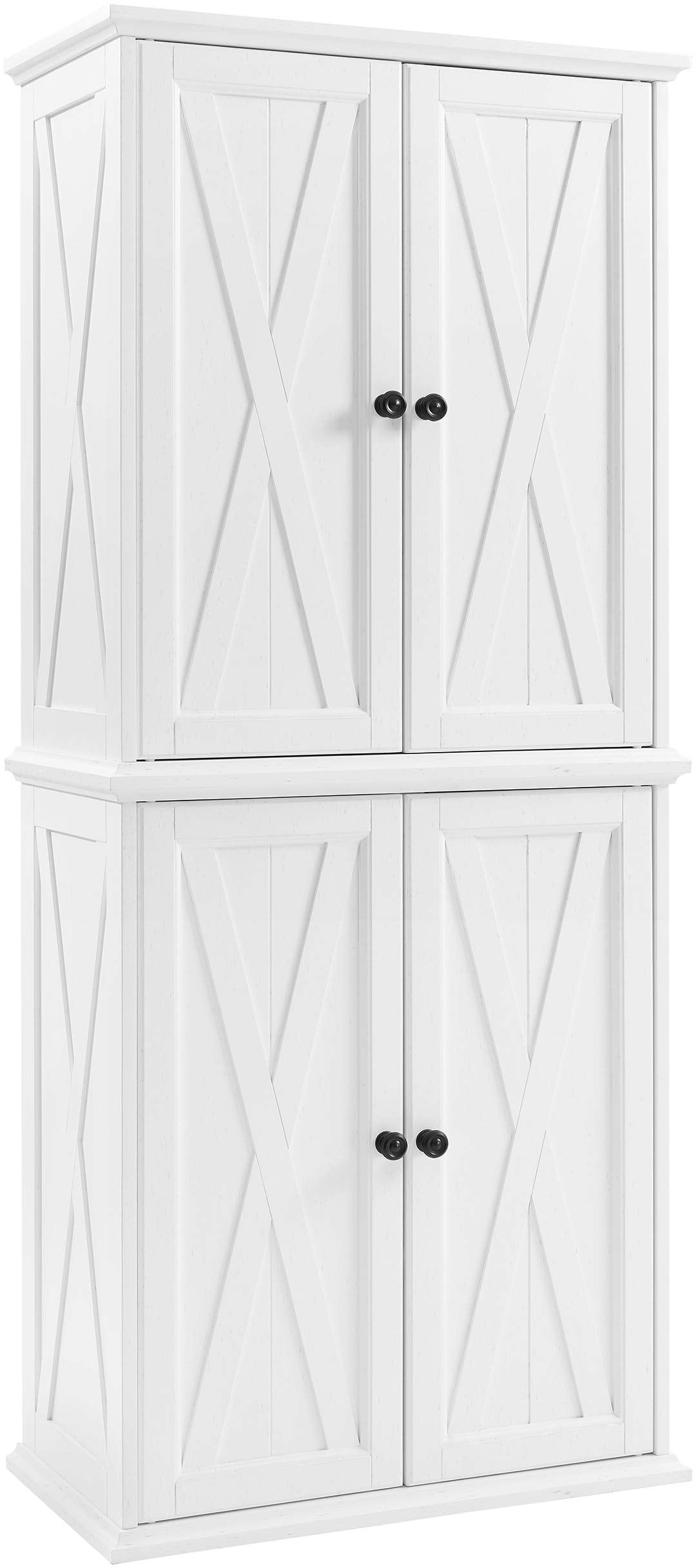 Crosley Furniture Clifton Tall Pantry Storage Cabinet With Shelves, Kitchen, Dining, Or Laundry Room, Distressed White