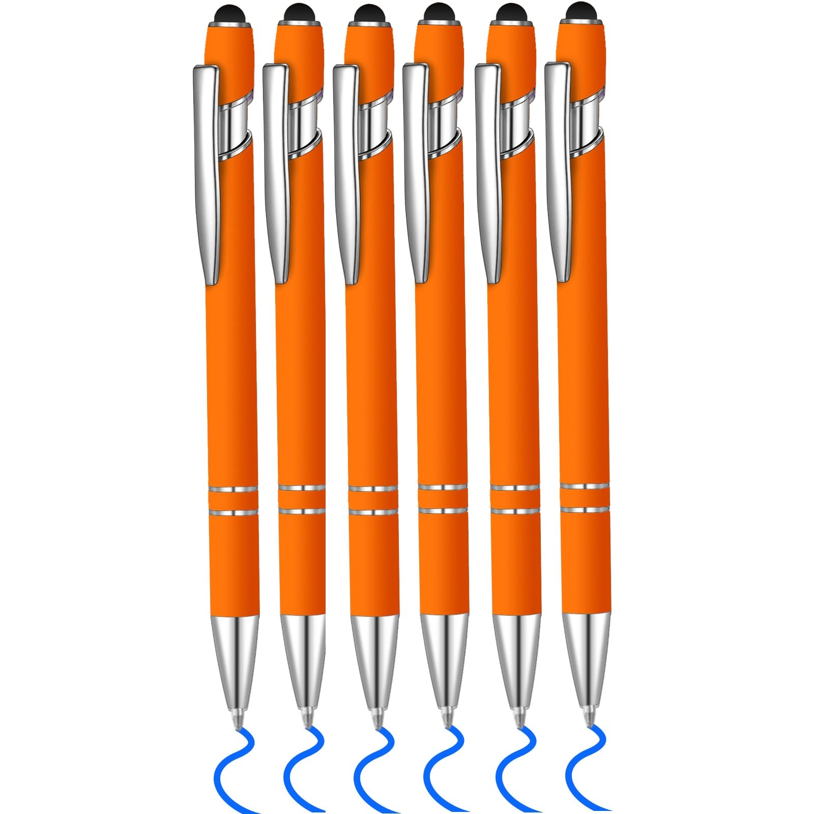 Lragvtbk 6 Pcs Blue Ink Ballpoint Pen With Stylus Tip 2 In 1 Ballpoint Pen Metal Pens Stylus Pen For Touch Screens School Office