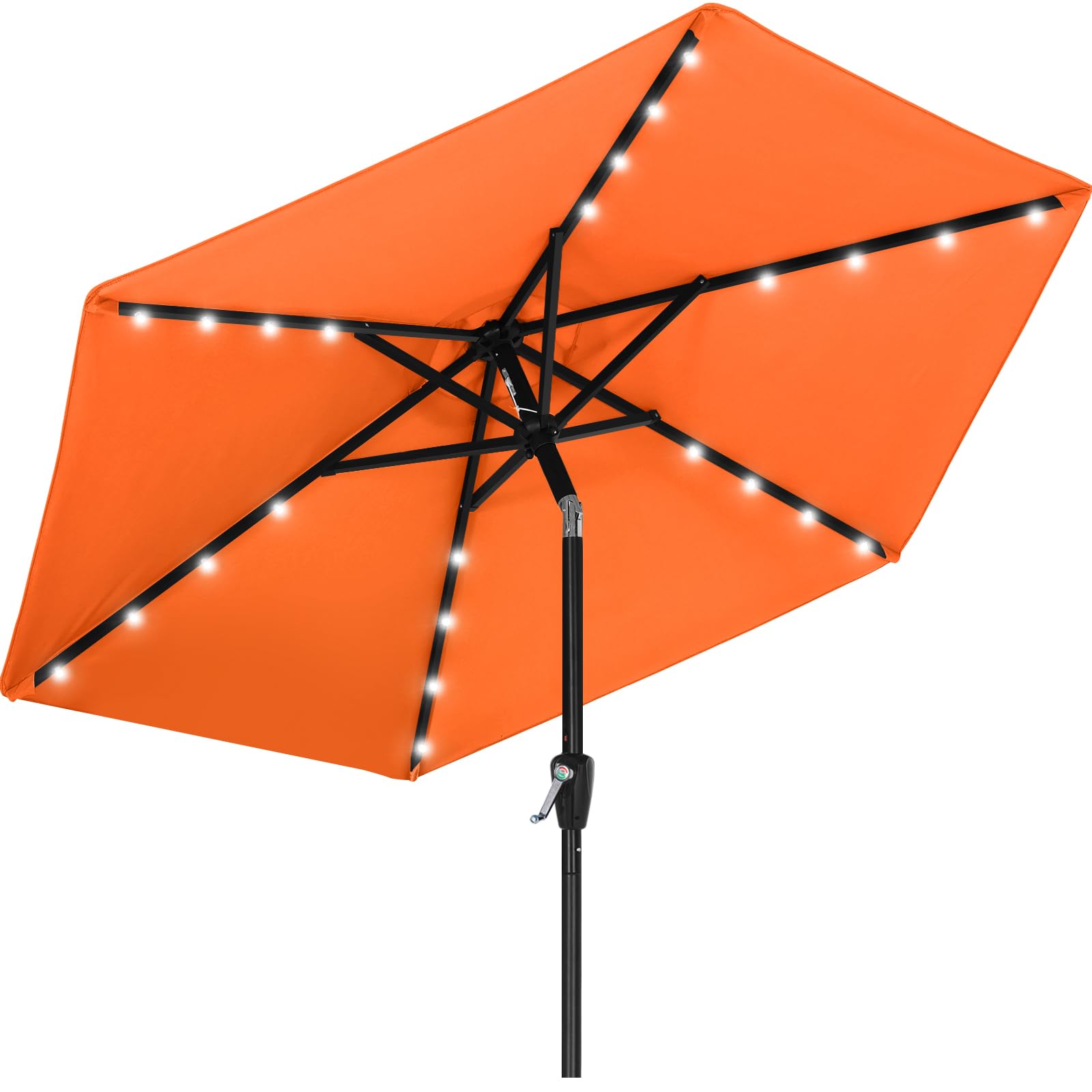 Mastercanopy Patio Umbrella With Solar Led Lights (7.5Ft,Orange)