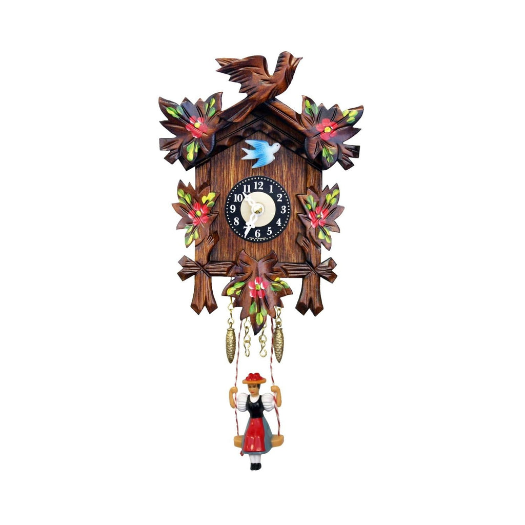 Alexander Taron 0126-6Sq Engstler Battery-Operated Clock-Mini Size With Music/Chimes-6.75" H X 5" W X 2.75" D, Brown