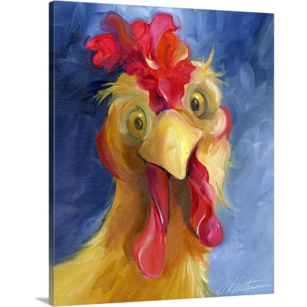 CANVAS ON DEMAND Are You Chicken Canvas Wall Art Print by Amy Hautman, Home Decor, Chicken, Wildlife Artwork, 36  x45in