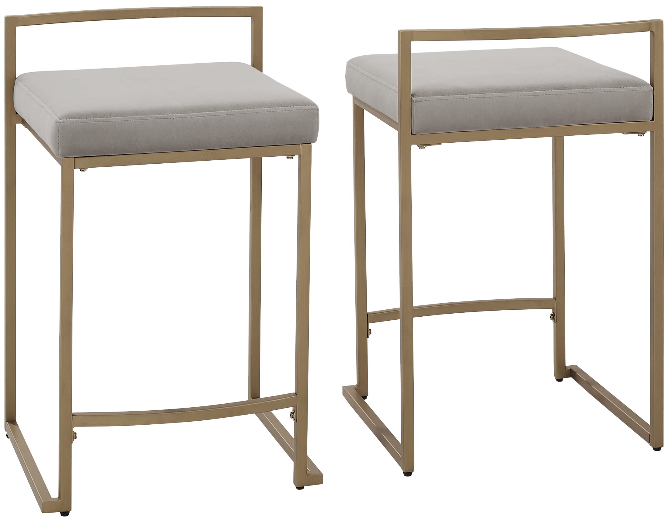 Crosley Furniture Harlowe Upholstered Seat Counter Height Bar Stools Set of 2, Kitchen and Dining, Gray and Gold