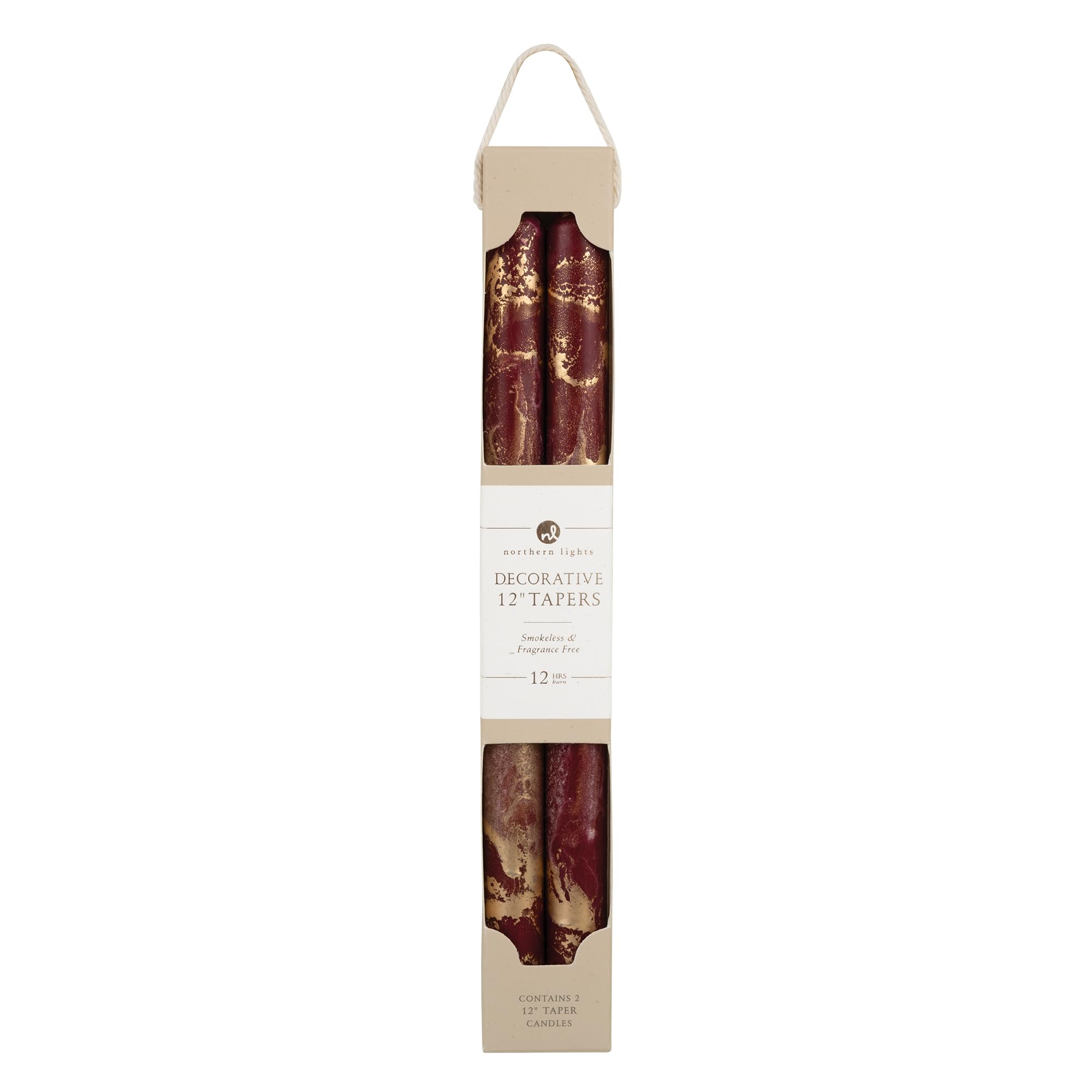 Pure White With Gold By Northern Lights 12 Decorative Tapers (2 Pack)